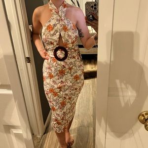 ASOS cross front halter midi dress floral